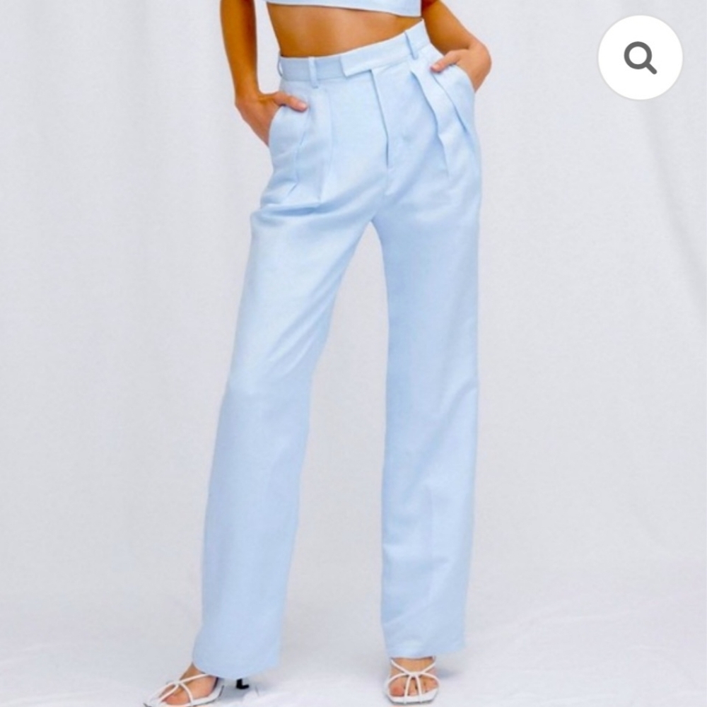 Significant Other Ophelia Linen Pleated Pants Light Blue Size 10